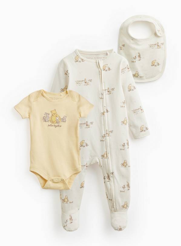 Yellow Winnie The Pooh Print 3-Piece Starter Set Up to 1 mth